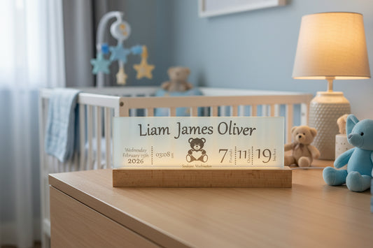 Glass Baby Announcement Sign